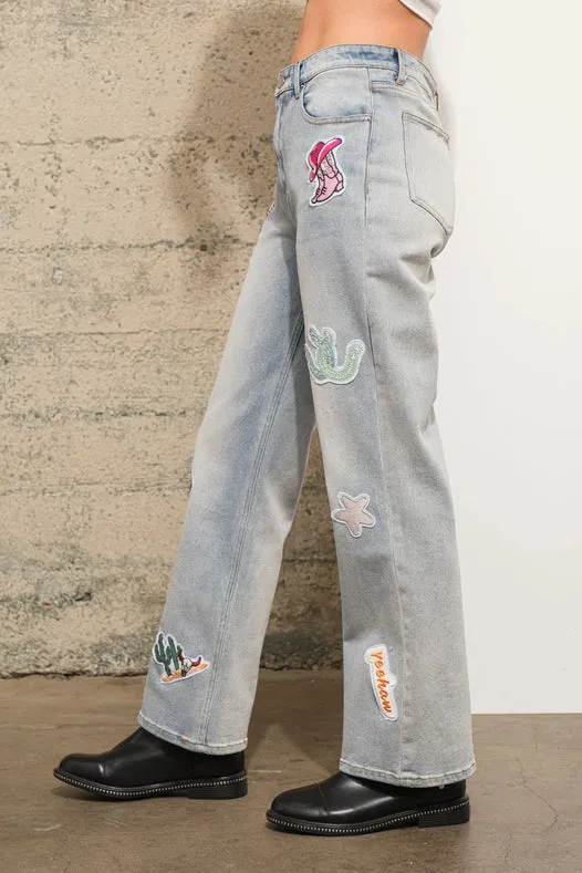 Western Patch Denim Jeans