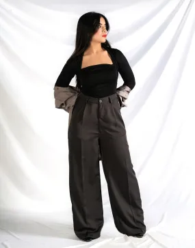 Wide Georgette Pants Dark Grey