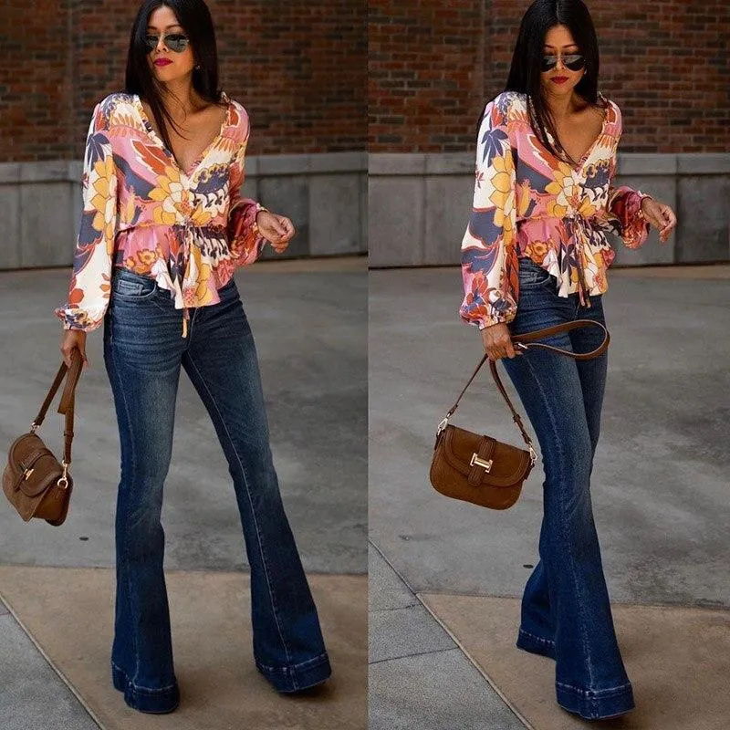 Women  Jeans Buttoned Washing Denim Pants