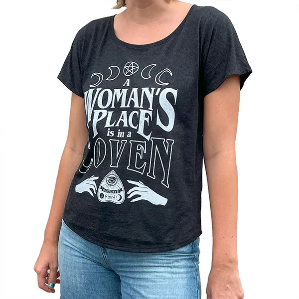 Women's A Woman's Place is in a Coven Scoop Neck T-Shirt