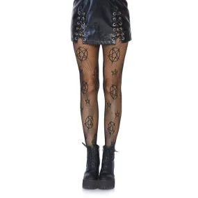 Womens Black Occult Net Tights