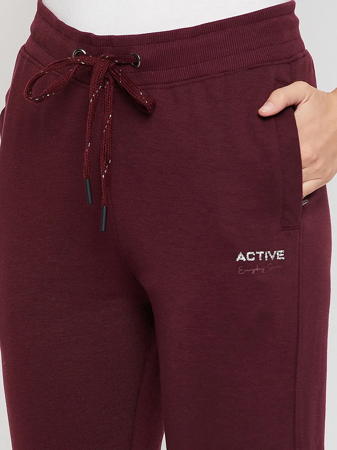 Women's Casual  Wine Ankle length Mid rise Track Pants