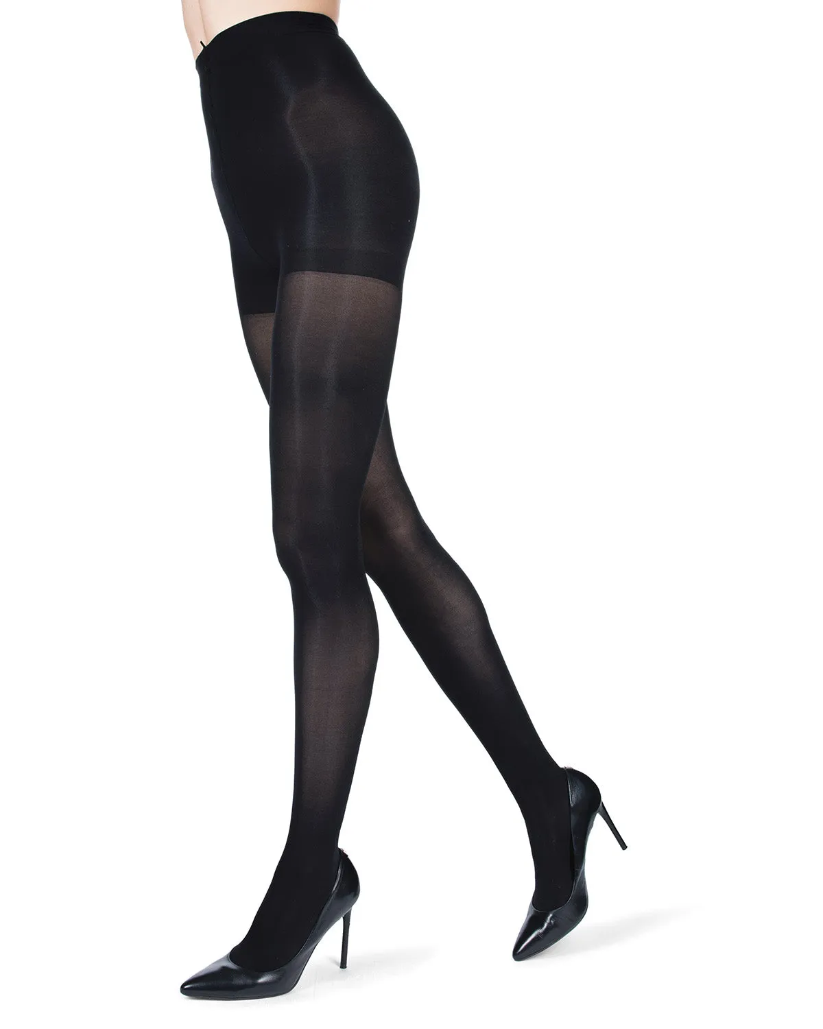 Women's Shimmer Lurex Backseam Opaque Nylon Tights