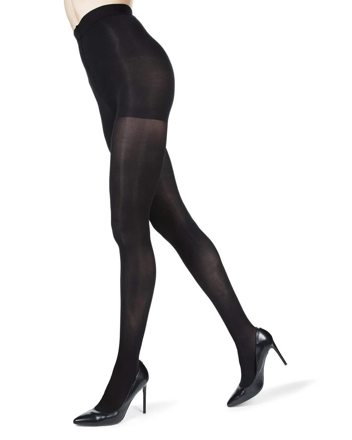 Women's Shimmer Lurex Backseam Opaque Nylon Tights