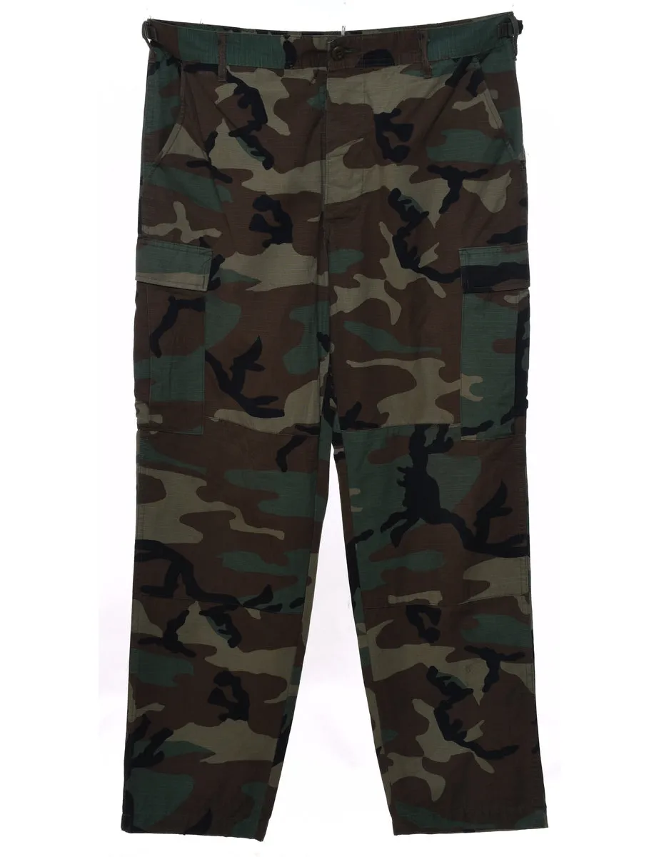 Woodland Camouflage Print Cargo Trousers - W37 L30