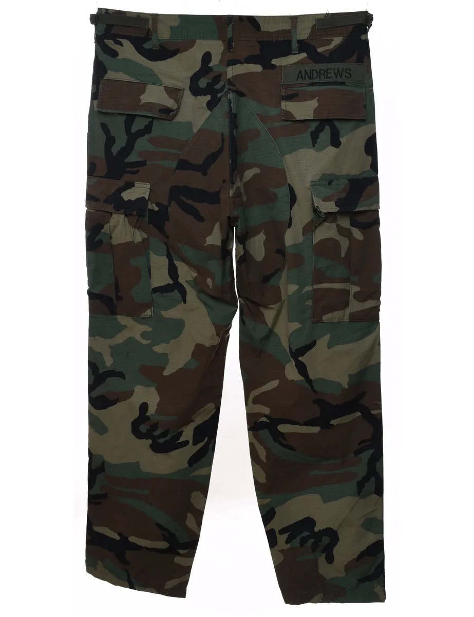 Woodland Camouflage Print Cargo Trousers - W37 L30