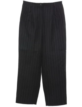 Wool Pinstriped Black & White Casual Trousers - W31 L27