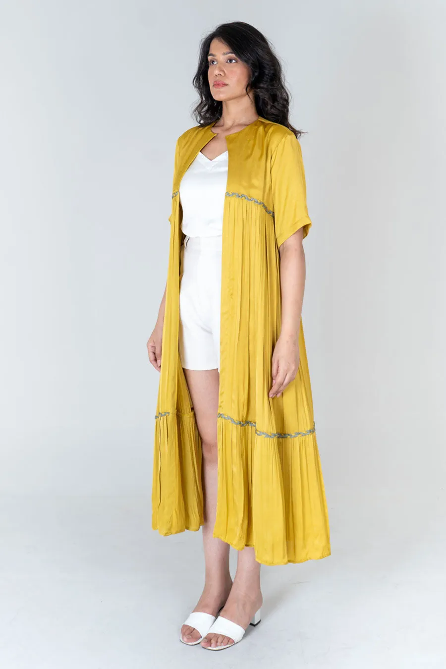 Yellow Braided Long Cape