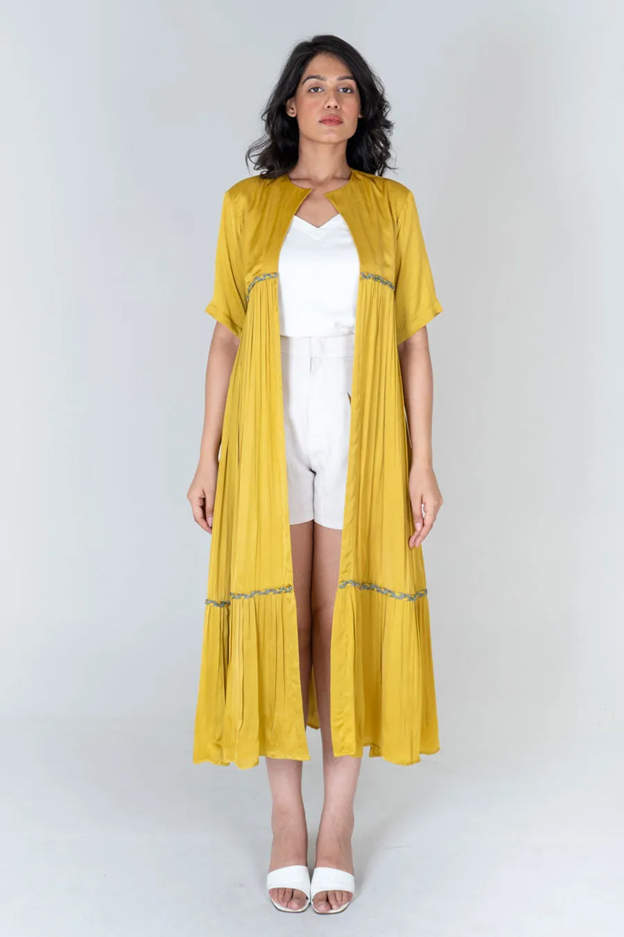 Yellow Braided Long Cape