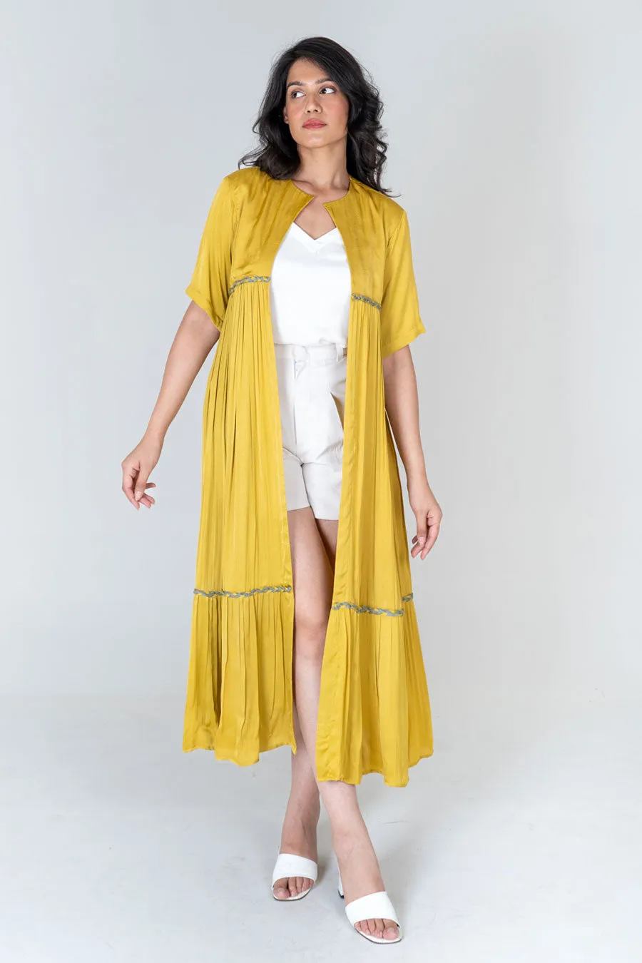 Yellow Braided Long Cape