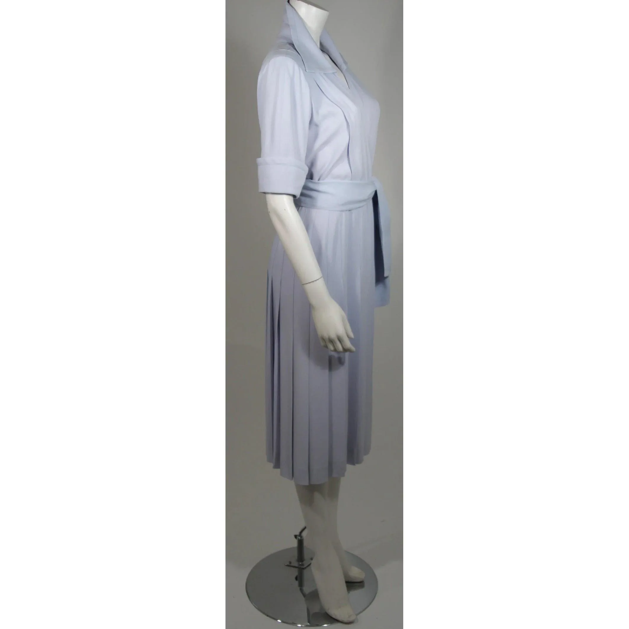 YVES SAINT LAURENT Periwinkle Belted Shirt Dress | Size 40